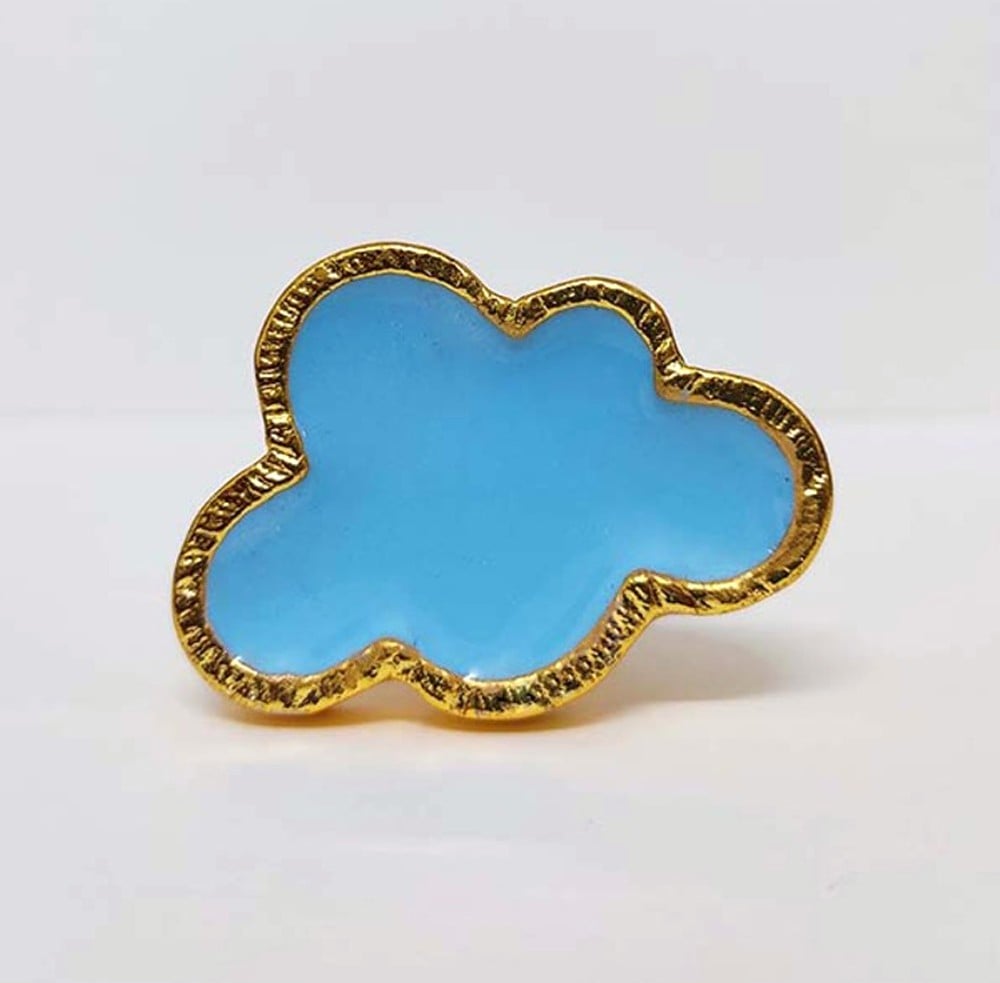 Blue Handmade Brass Cloud Knob